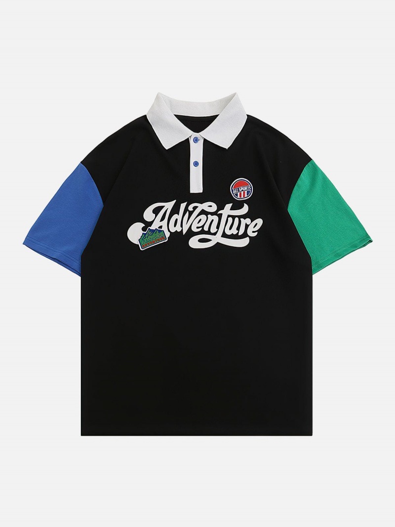 Abricot  T Shirts Aelfric Eden Adventure Cute Patchwork Polo Tee - GDE-9563037